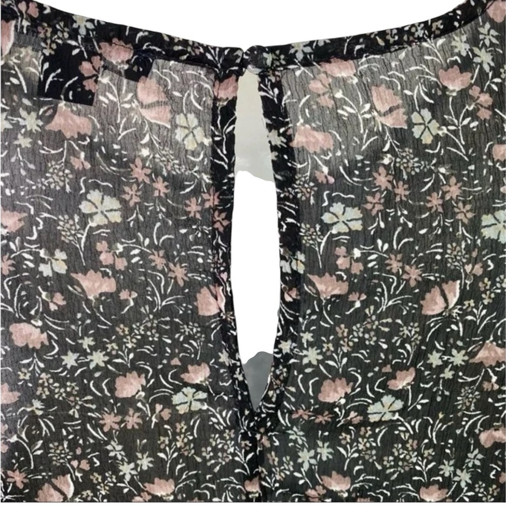 American Eagle Floral Cold Shoulder Sheer Blouse Black NWT Size S - Picture 8 of 12
